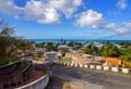 Oistins Fishing town on Barbados South Coast from the overlooking Oistins Hill