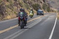 OJAI CALIFORNIA USA - MAY 14, 2018 - Advance motorcycle and police car before Amgen Stage 2 Mens. Team, Men