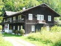 OJCOW , POLAND -HISTORICAL WOODEN BUILDINGS ON OJCOWSKI NATIONAL PARK