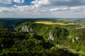 Ojcowski National Park, drone aerial view of Ojcow in spring May