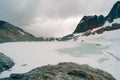 Ojo del Albino glacier and lake located in the hiking trail in Tierra Mayor valley, Tierra del Fuego, Argentina Royalty Free Stock Photo