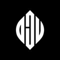 OJU circle letter logo design with circle and ellipse shape. OJU ellipse letters with typographic style. The three initials form a Royalty Free Stock Photo