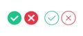 Ok Cancel Buttons. Approve And Reject Color Signs. Set Of Checkmarks In Vector