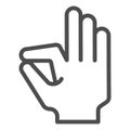 Ok gesture line icon. Goog hand gesture vector illustration isolated on white. Yes symbol outline style design, designed Royalty Free Stock Photo