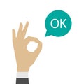 Ok hand icon. OK sign vector illustration