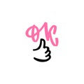 Ok - hand lettering icon with finger. Gesture okay line for social media, web, blogging, marketing and commerce, best