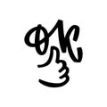 Ok - hand lettering icon with finger. Gesture okay line for social media, web, blogging, marketing and commerce, best