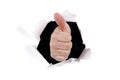 Ok hand sign thru wall hole Royalty Free Stock Photo