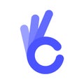 Ok hand sign vector finger logo. Ok hand symbol perfect okay gesture circle icon