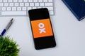 OK Odnoklassniki app logo on a smartphone screen.