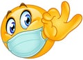 Ok sign emoticon with medical mask Royalty Free Stock Photo