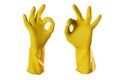 Ok sign yellow rubber gloves