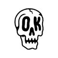 OK SKULL ICON LOGO BLACK WHITE