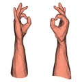 Ok symbol low poly hand