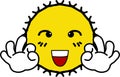 Ok thumb sign with smiling face yellow sun