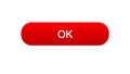 Ok web interface button red color, online program, internet site design Royalty Free Stock Photo