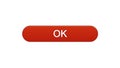Ok web interface button wine red color, online program, internet site design Royalty Free Stock Photo