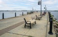 Oka quay with people on the Ottawa river Royalty Free Stock Photo