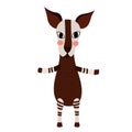 Okapi Standing On Two Legs Animal Cartoon Character Vector Illustration