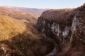 Okatse canyon in winter, Georgia. Royalty Free Stock Photo