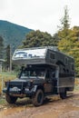 Okatse, Georgia - August 10, 2021: A Mercedes-Benz gelendvagen off-road vehicle has been converted into a mobile home, van,