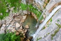 Okatse Kinchkha Waterfall, three-step waterfall cascade in the river gorge of Satsikvilo, Kutaisi, Gerogia Royalty Free Stock Photo