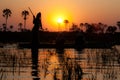 Okavango Delta at sunset, Botswana. Royalty Free Stock Photo