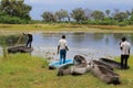 Okavango delta landscape, dugout canoe trip, botswana, africa