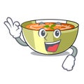 Okay Cartoon lentil soup ready to served Royalty Free Stock Photo