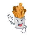 Okay churros isolated with in the cartoon