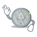 Okay Ethereum coin character cartoon