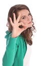 Okay hand sign success by smiling teenager girl Royalty Free Stock Photo