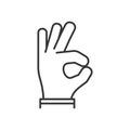 Okay Hand Sign on White Background. Ok Line Style Icon. Vector
