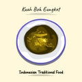 Illustration sketch combine vector style of kuah boh eungkot khas Aceh, Indonesia. Good to use for restaurant menu