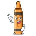 Okay orange crayon isolated in the character