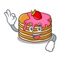 Okay pancake with strawberry character cartoon