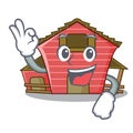 Okay a red barn house character cartoon