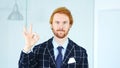 Okay Sign by Beard Redhead Businessman in Office Royalty Free Stock Photo