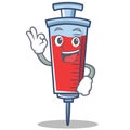 Okay syringe character cartoon style