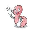 Okay worm character cartoon style Royalty Free Stock Photo