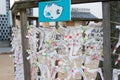 Omikuji tie at Achi Shrine in Kurashiki, Okayama, Japan. The Omikuji tie is made to drive away bad