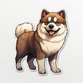 Okazaki Akita Sticker: Cartoonish Realism In Maroon And Beige