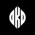 OKD circle letter logo design with circle and ellipse shape. OKD ellipse letters with typographic style. The three initials form a Royalty Free Stock Photo