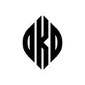 OKD circle letter logo design with circle and ellipse shape. OKD ellipse letters with typographic style. The three initials form a Royalty Free Stock Photo