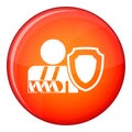 Oken arm and safety shield icon, flat style Royalty Free Stock Photo