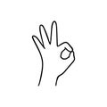 Okey gesture human hand. Vector doodle illustration. Royalty Free Stock Photo