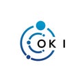 OKI letter technology logo design on white background. OKI creative initials letter IT logo concept. OKI letter design