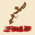 Okinawa Island distressed map.