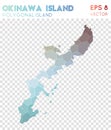 Okinawa Island polygonal map, mosaic style island.