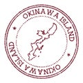 Okinawa Island round rubber stamp with island map.